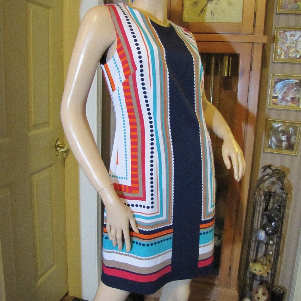 I Le New York Blue, White & Red Dress size 8